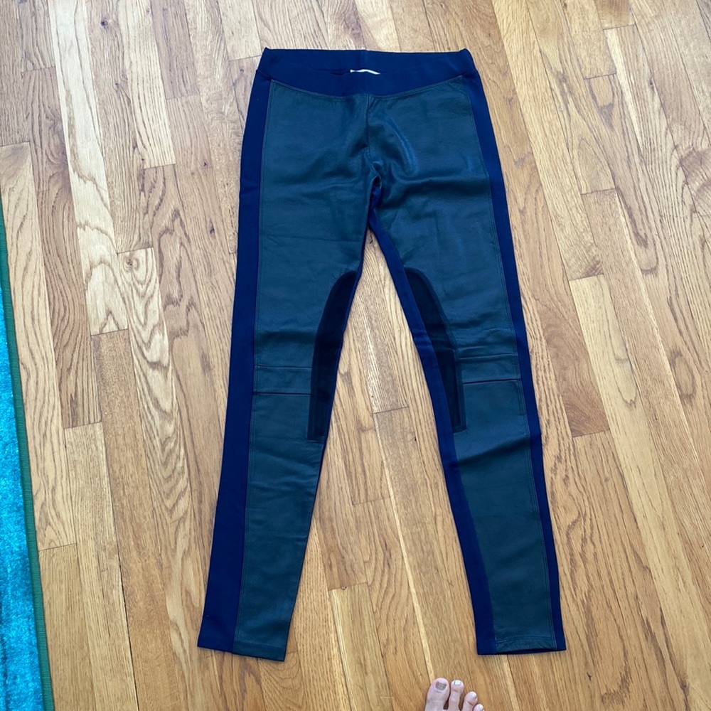 Sandro navy & black leather leggings